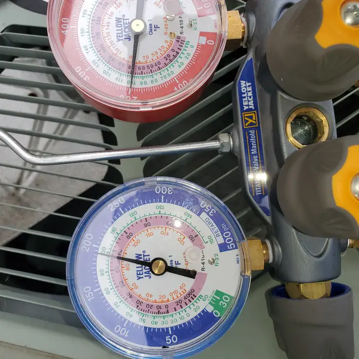 Refrigerant readings taken on a service call